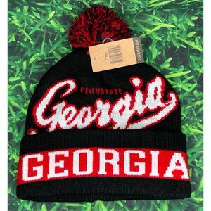 NWT Georgia Bulldogs UGA Dawgs Blk Fleece Lined Insulated Beanie Pom Cap Winter